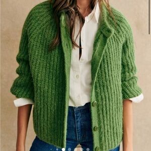 Sezane Emile Cardigan Meadow Green